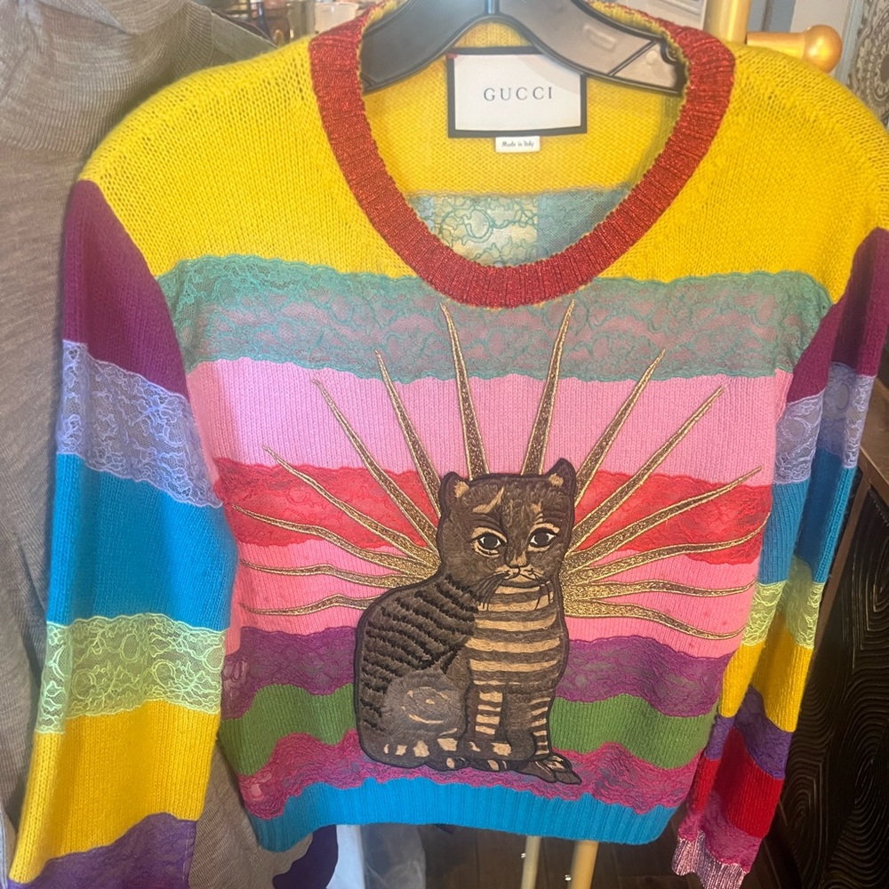 Gucci Yellow and Red Knit Top